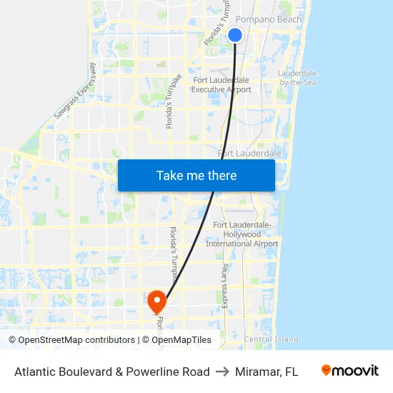 Atlantic Boulevard & Powerline Road to Miramar, FL map
