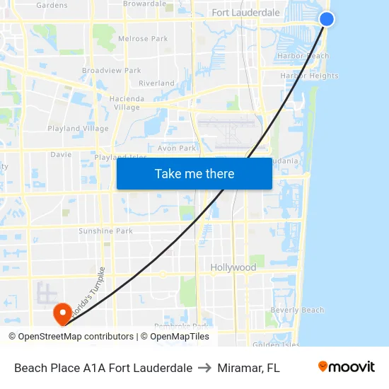 Beach Place A1A Fort Lauderdale to Miramar, FL map