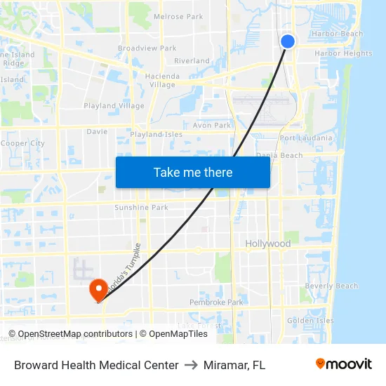 Broward Health Medical Center to Miramar, FL map