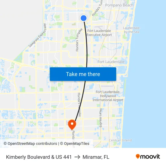 Kimberly Boulevard & US 441 to Miramar, FL map