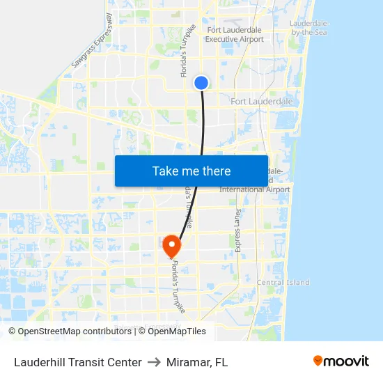 Lauderhill Transit Center to Miramar, FL map