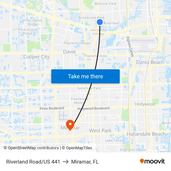 Riverland Road/US 441 to Miramar, FL map