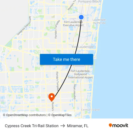 Cypress Creek Tri-Rail Station to Miramar, FL map