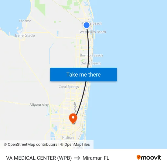 VA MEDICAL CENTER (WPB) to Miramar, FL map