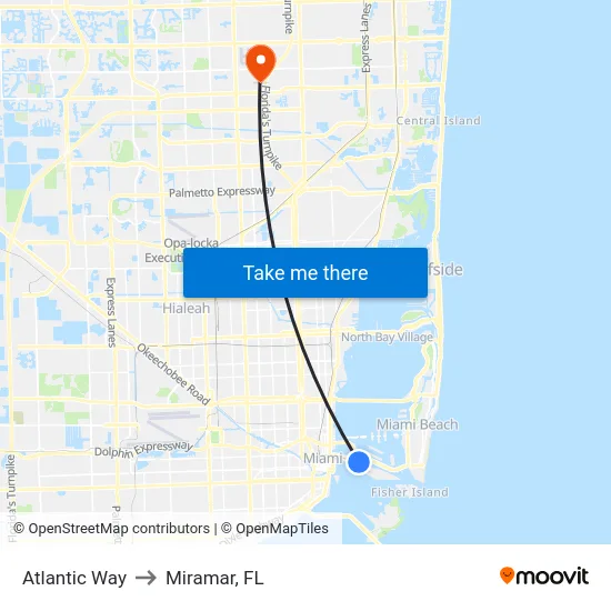 Atlantic Way to Miramar, FL map