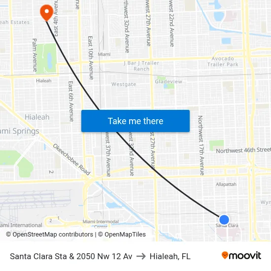 Santa Clara Sta & 2050 Nw 12 Av to Hialeah, FL map