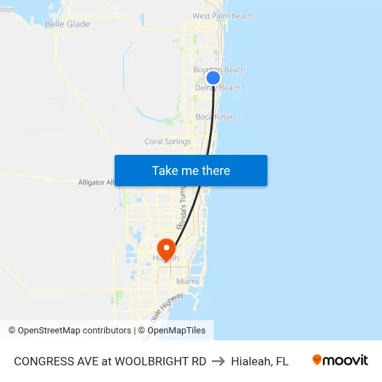 CONGRESS AVE at  WOOLBRIGHT RD to Hialeah, FL map