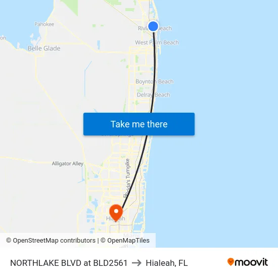 NORTHLAKE BLVD at BLD2561 to Hialeah, FL map