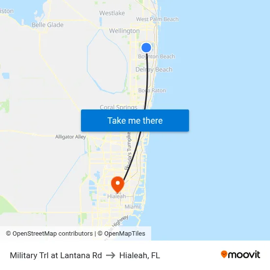 Military Trl at Lantana Rd to Hialeah, FL map