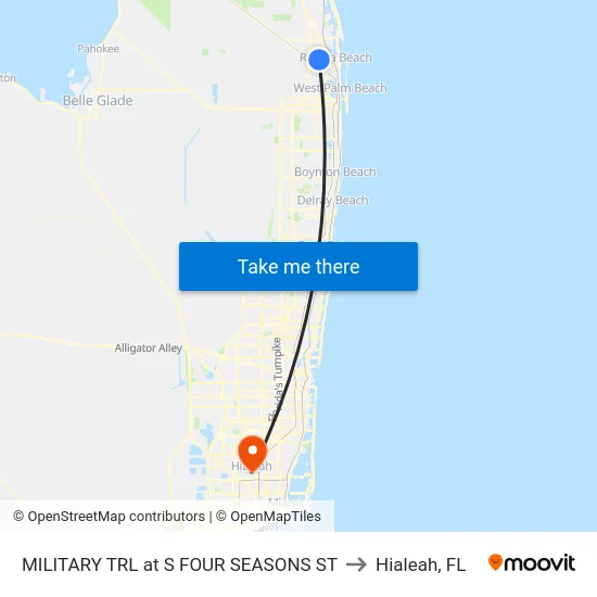 MILITARY TRL at S FOUR SEASONS ST to Hialeah, FL map