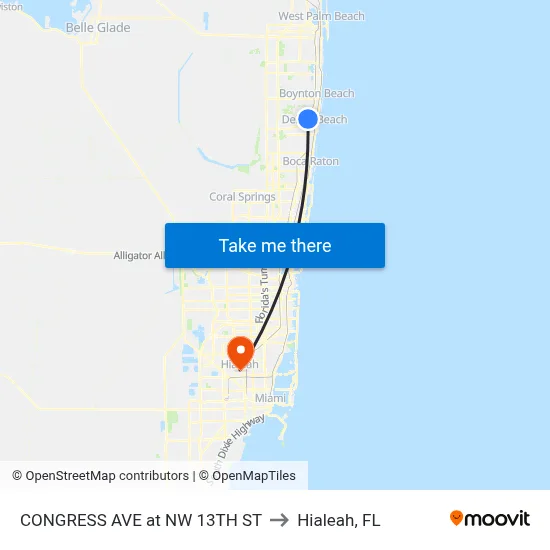 CONGRESS AVE at  NW 13TH ST to Hialeah, FL map