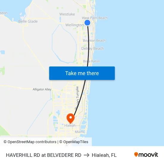 HAVERHILL RD at  BELVEDERE RD to Hialeah, FL map