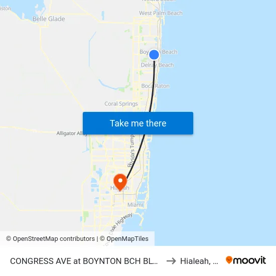 CONGRESS AVE at  BOYNTON BCH BLVD to Hialeah, FL map