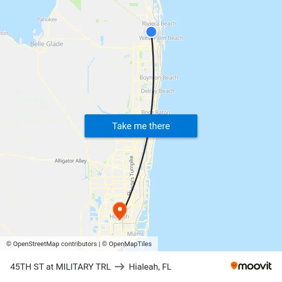 45TH ST at  MILITARY TRL to Hialeah, FL map
