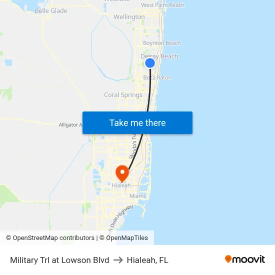 Military Trl at Lowson Blvd to Hialeah, FL map
