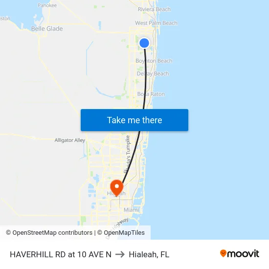 HAVERHILL RD at 10 AVE N to Hialeah, FL map