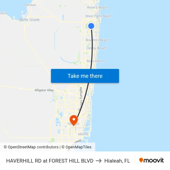 HAVERHILL RD at FOREST HILL BLVD to Hialeah, FL map