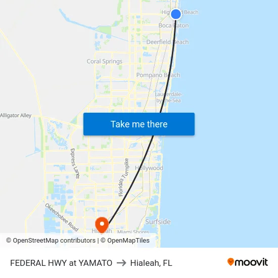 FEDERAL HWY at YAMATO to Hialeah, FL map