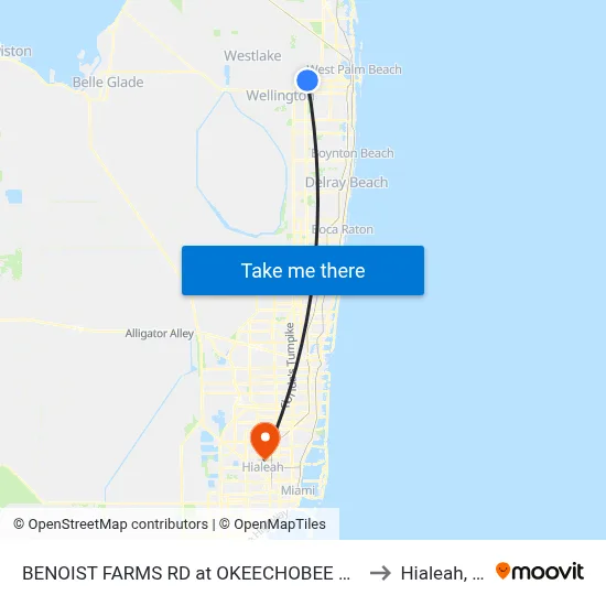 BENOIST FARMS RD at OKEECHOBEE BLVD to Hialeah, FL map