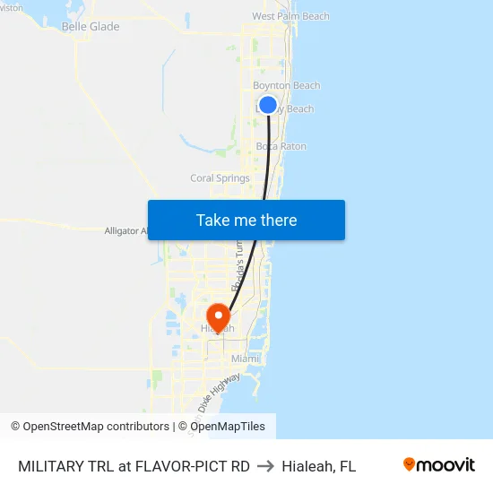MILITARY TRL at  FLAVOR-PICT RD to Hialeah, FL map