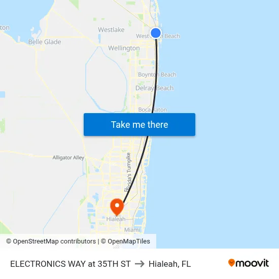 ELECTRONICS WAY at 35TH ST to Hialeah, FL map