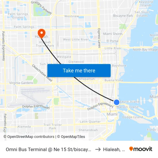 Omni Bus Terminal @ Ne 15 St/biscayne to Hialeah, FL map
