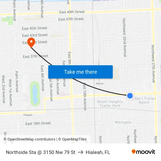 Northside Sta @ 3150 Nw 79 St to Hialeah, FL map