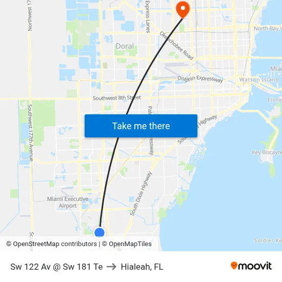 Sw 122 Av @ Sw 181 Te to Hialeah, FL map