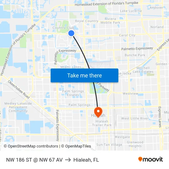 Nw 186 St @ Nw 67 Av to Hialeah, FL map