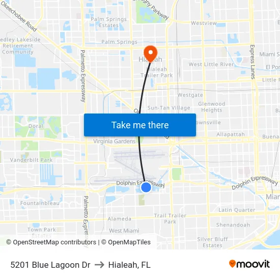 5201 Blue Lagoon Dr to Hialeah, FL map