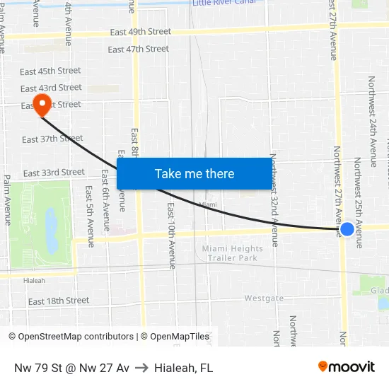 Nw 79 St @ Nw 27 Av to Hialeah, FL map