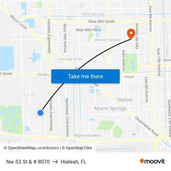 Nw 53 St & # 8070 to Hialeah, FL map