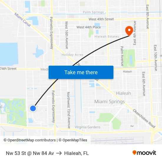 Nw 53 St @ Nw 84 Av to Hialeah, FL map