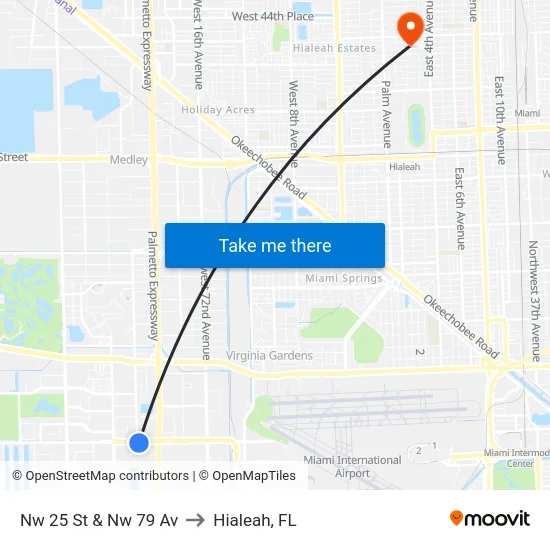 Nw 25 St & Nw 79 Av to Hialeah, FL map