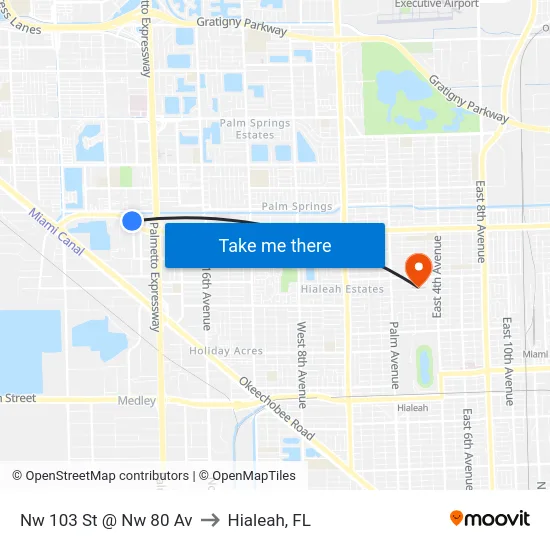 Nw 103 St @ Nw 80 Av to Hialeah, FL map