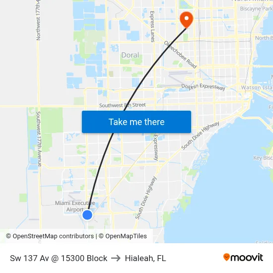 Sw 137 Av @ 15300 Block to Hialeah, FL map