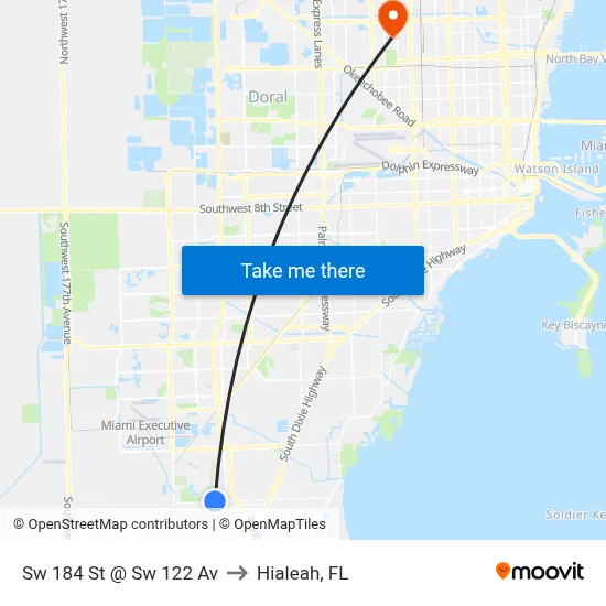 Sw 184 St @ Sw 122 Av to Hialeah, FL map