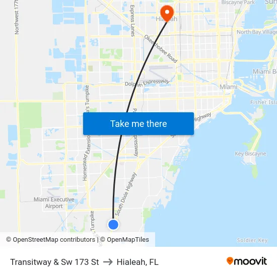 Transitway & Sw 173 St to Hialeah, FL map