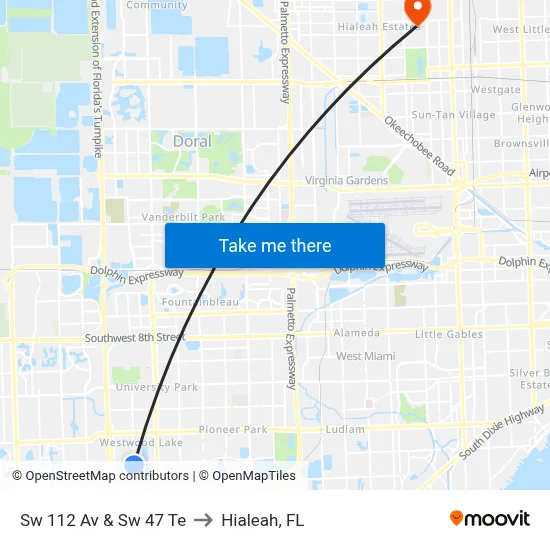 Sw 112 Av & Sw 47 Te to Hialeah, FL map