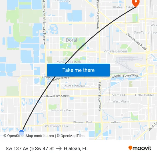 Sw 137 Av @ Sw 47 St to Hialeah, FL map