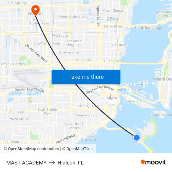 Mast Academy to Hialeah, FL map