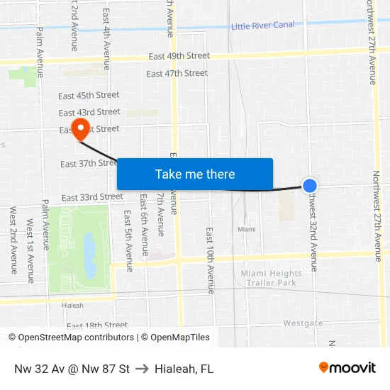 Nw 32 Av @ Nw 87 St to Hialeah, FL map