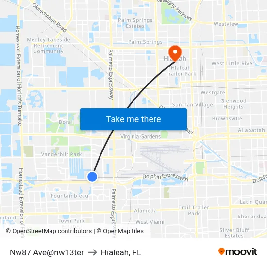 Nw87 Ave@nw13ter to Hialeah, FL map