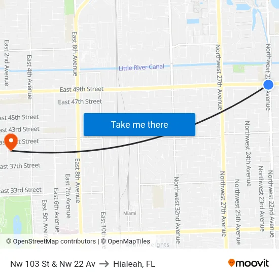 Nw 103 St & Nw 22 Av to Hialeah, FL map