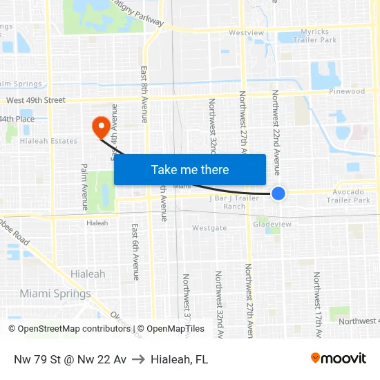 Nw 79 St @ Nw 22 Av to Hialeah, FL map