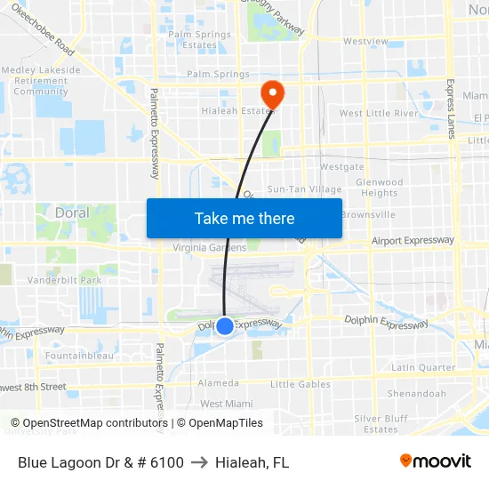 Blue Lagoon Dr & # 6100 to Hialeah, FL map