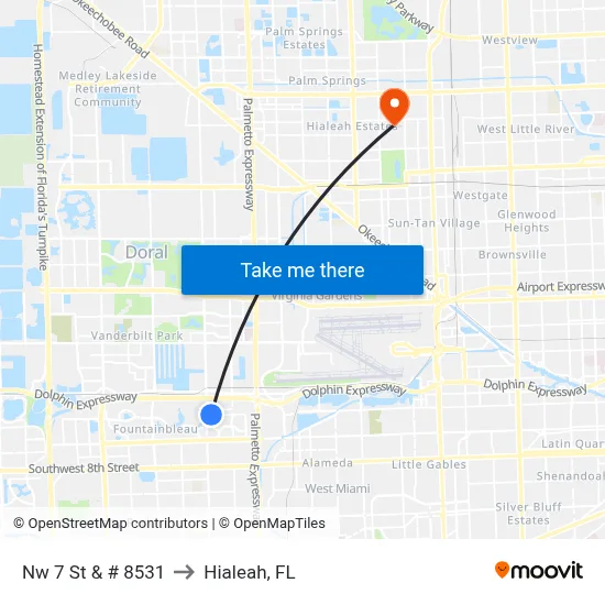 Nw 7 St & # 8531 to Hialeah, FL map
