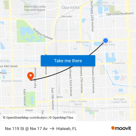 Nw 119 St @ Nw 17 Av to Hialeah, FL map