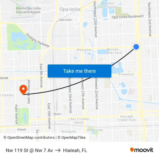 Nw 119 St @ Nw 7 Av to Hialeah, FL map