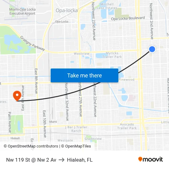 Nw 119 St @ Nw 2 Av to Hialeah, FL map